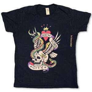 Y2K Ed Hardy 2000s Skull Heart NYC New York Graphic Men’s t-shirt | Size Medium